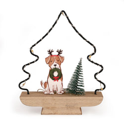 Light-up Christmas Tree with Dog Decoration
