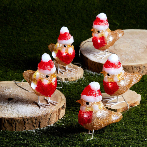 Light-Up Robins in Christmas Hats Chain