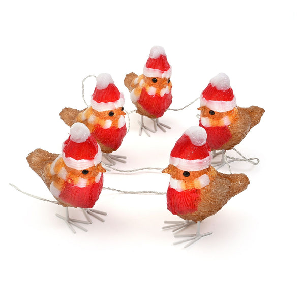 Light-Up Robins in Christmas Hats Chain