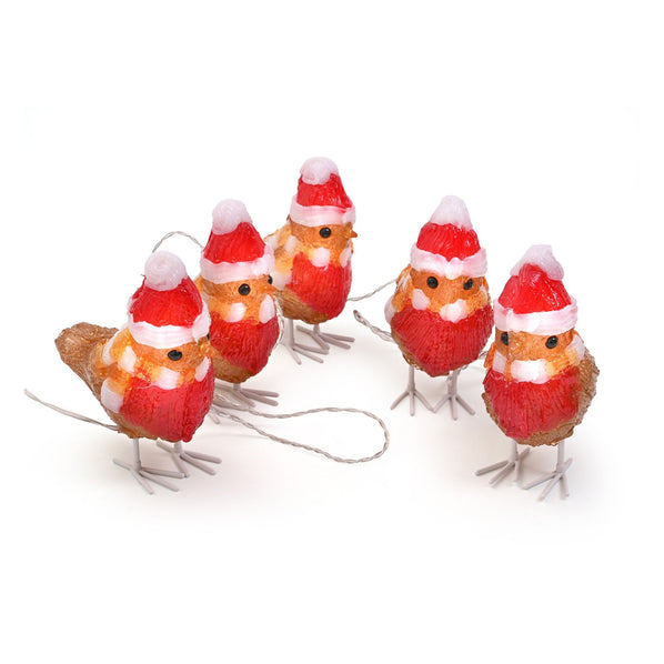 Light-Up Robins in Christmas Hats Chain