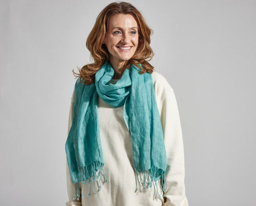 Linen Scarf, Teal