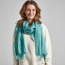 Linen Scarf, Teal