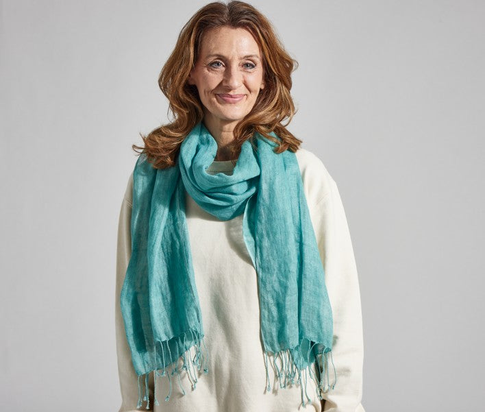 Linen Scarf, Teal