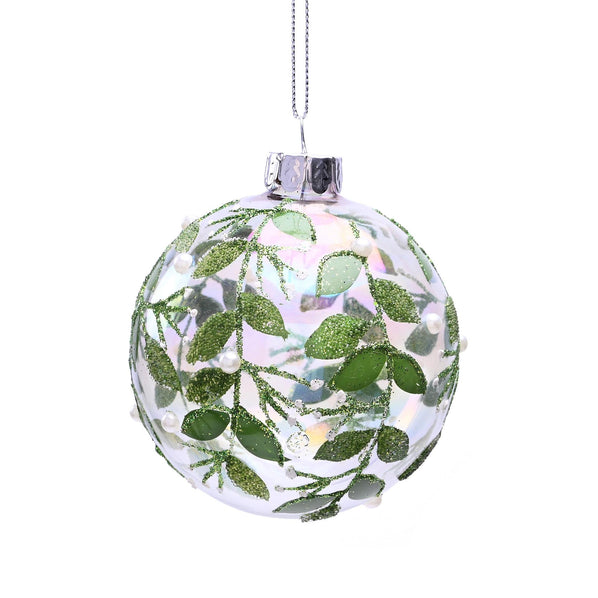Mistletoe Glitter Glass Bauble