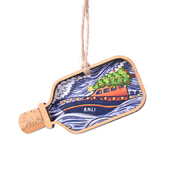 RNLI Boat in a Bottle Bamboo Decoration