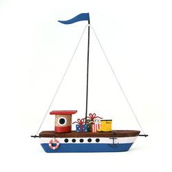 RNLI Christmas Boat with Wellies Standing Decoration