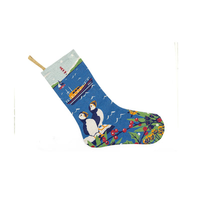 RNLI CHRISTMAS HARBOUR SCENE WITH PUFFINS STOCKING