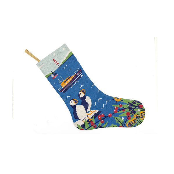 RNLI CHRISTMAS HARBOUR SCENE WITH PUFFINS STOCKING