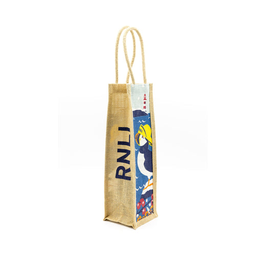 RNLI CHRISTMAS PUFFIN IN SOU'WESTER BOTTLE BAG