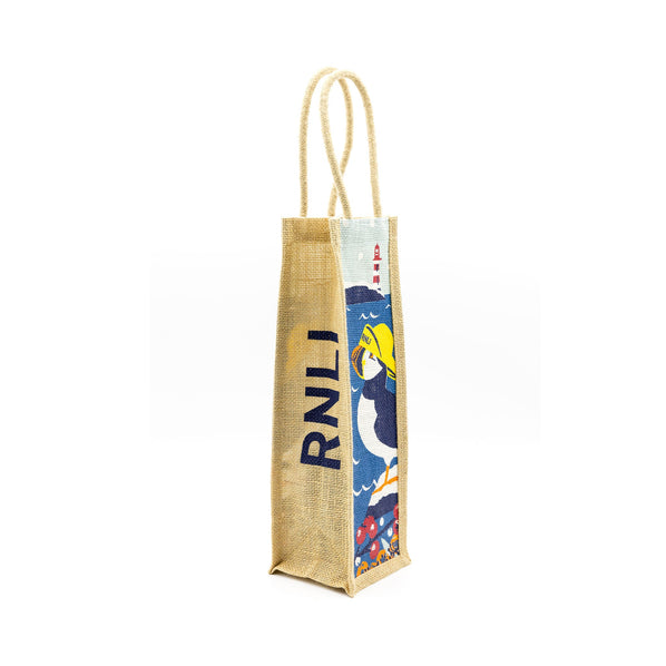 RNLI CHRISTMAS PUFFIN IN SOU'WESTER BOTTLE BAG