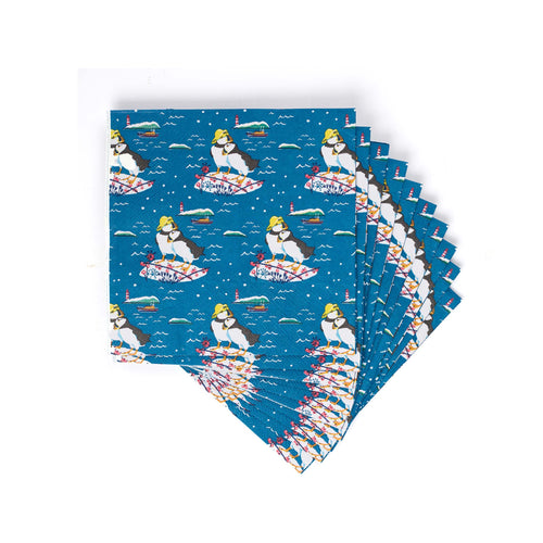 RNLI Christmas Puffin in Sou'wester Napkins