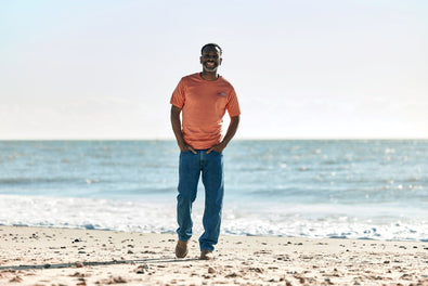 RNLI Courage Coordinates Back Print Men's T-shirt, Orange