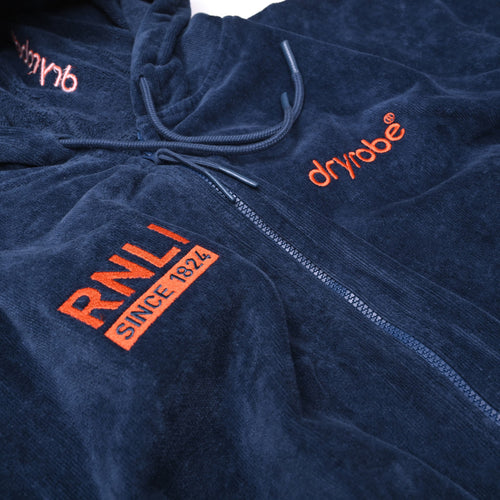 RNLI Dryrobe® Full-Zip Towel Robe, Blue/Orange