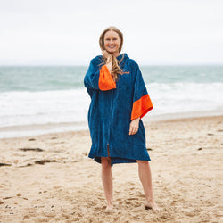 RNLI Dryrobe® Full-Zip Towel Robe, Blue/Orange