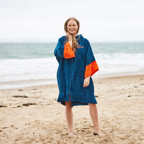 RNLI Dryrobe® Full-Zip Towel Robe, Blue/Orange