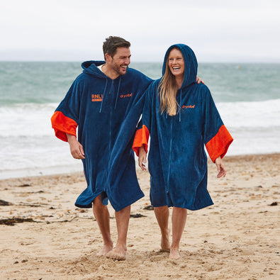 RNLI Dryrobe® Full-Zip Towel Robe, Blue/Orange