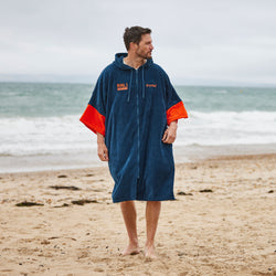 RNLI Dryrobe® Full-Zip Towel Robe, Blue/Orange
