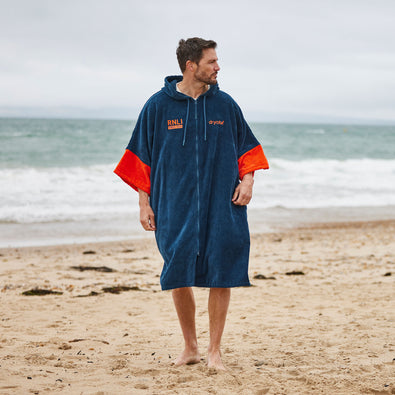 RNLI Dryrobe® Full-Zip Towel Robe, Blue/Orange