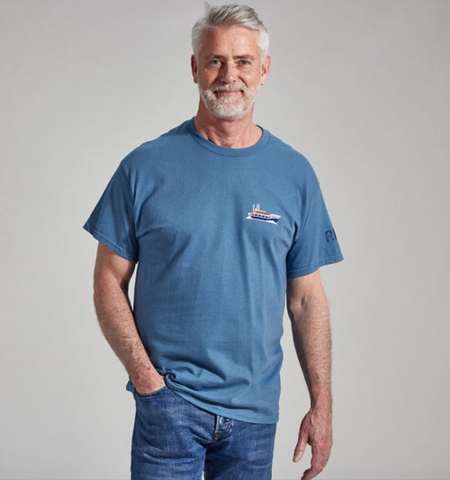 RNLI Embroidered Boat Unisex T-Shirt, Blue