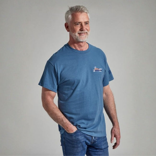 RNLI Embroidered Boat Unisex T-Shirt, Blue