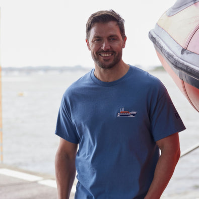 RNLI Embroidered Boat Unisex T-Shirt, Blue