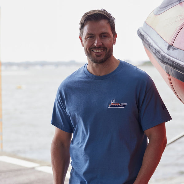 RNLI Embroidered Boat Unisex T-Shirt, Blue