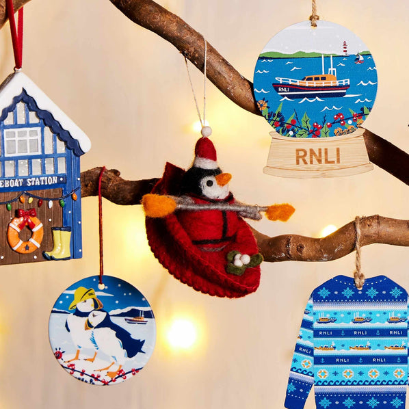 RNLI Felted Penguin in Kayak Decoration
