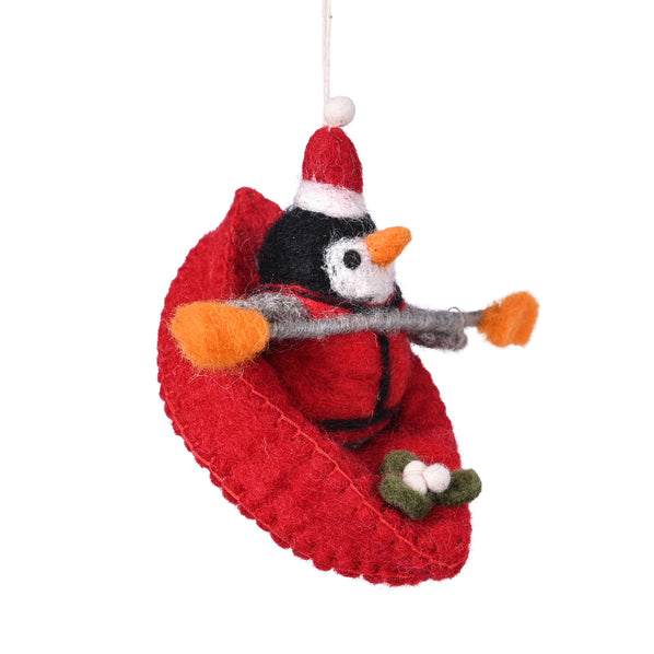 RNLI Felted Penguin in Kayak Decoration
