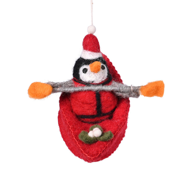 RNLI Felted Penguin in Kayak Decoration