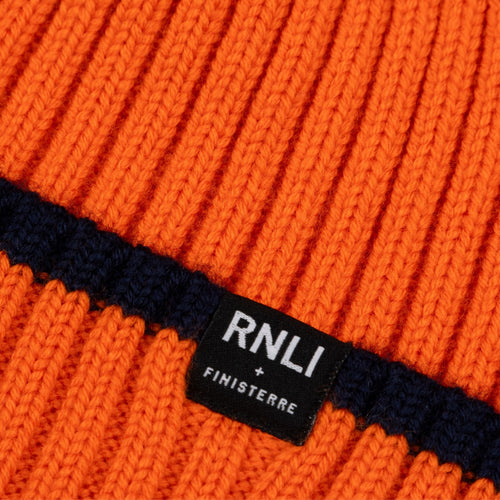 RNLI + Finisterre Fisherman Beanie, Flame/Navy