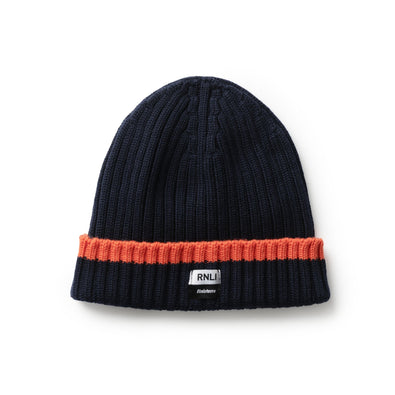 RNLI + Finisterre Fisherman Beanie, Navy/Flame
