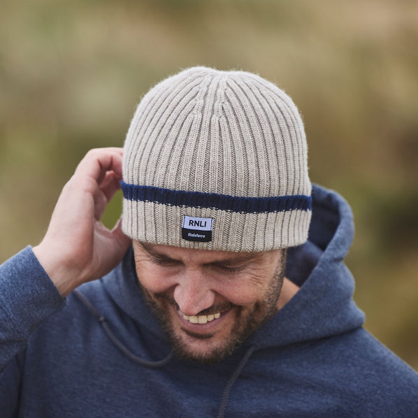 RNLI + Finisterre Tipped Fisherman Beanie Hat, Oat