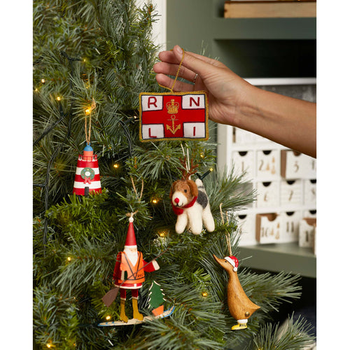 RNLI Flag Hanging Christmas Decoration, Gold