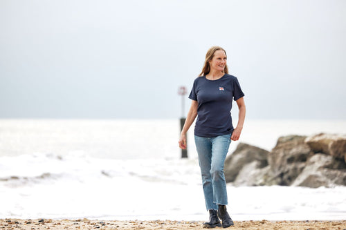 RNLI Flag Women's Turn Up Sleeve T-Shirt Navy