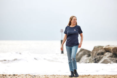 RNLI Flag Women's Turn Up Sleeve T-Shirt Navy