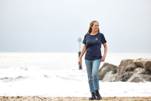 RNLI Flag Women's Turn Up Sleeve T-Shirt Navy