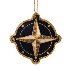 RNLI Gold Embroidered Compass Decoration, Navy