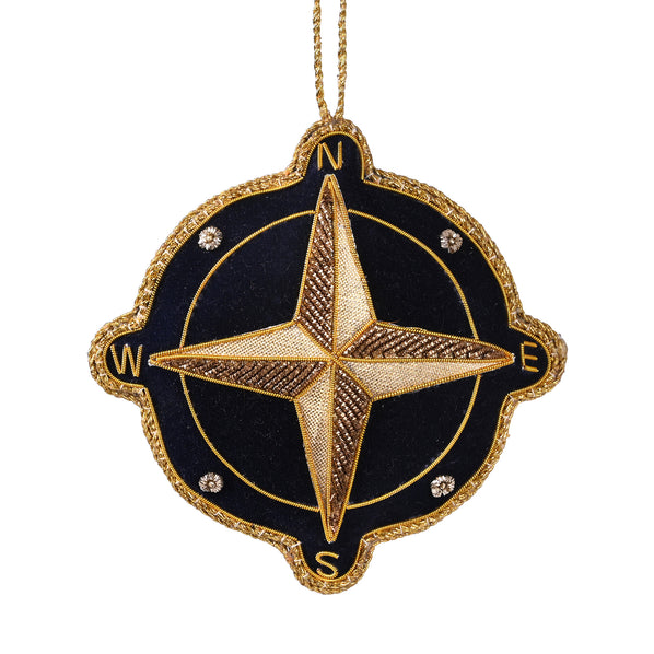RNLI Gold Embroidered Compass Decoration, Navy