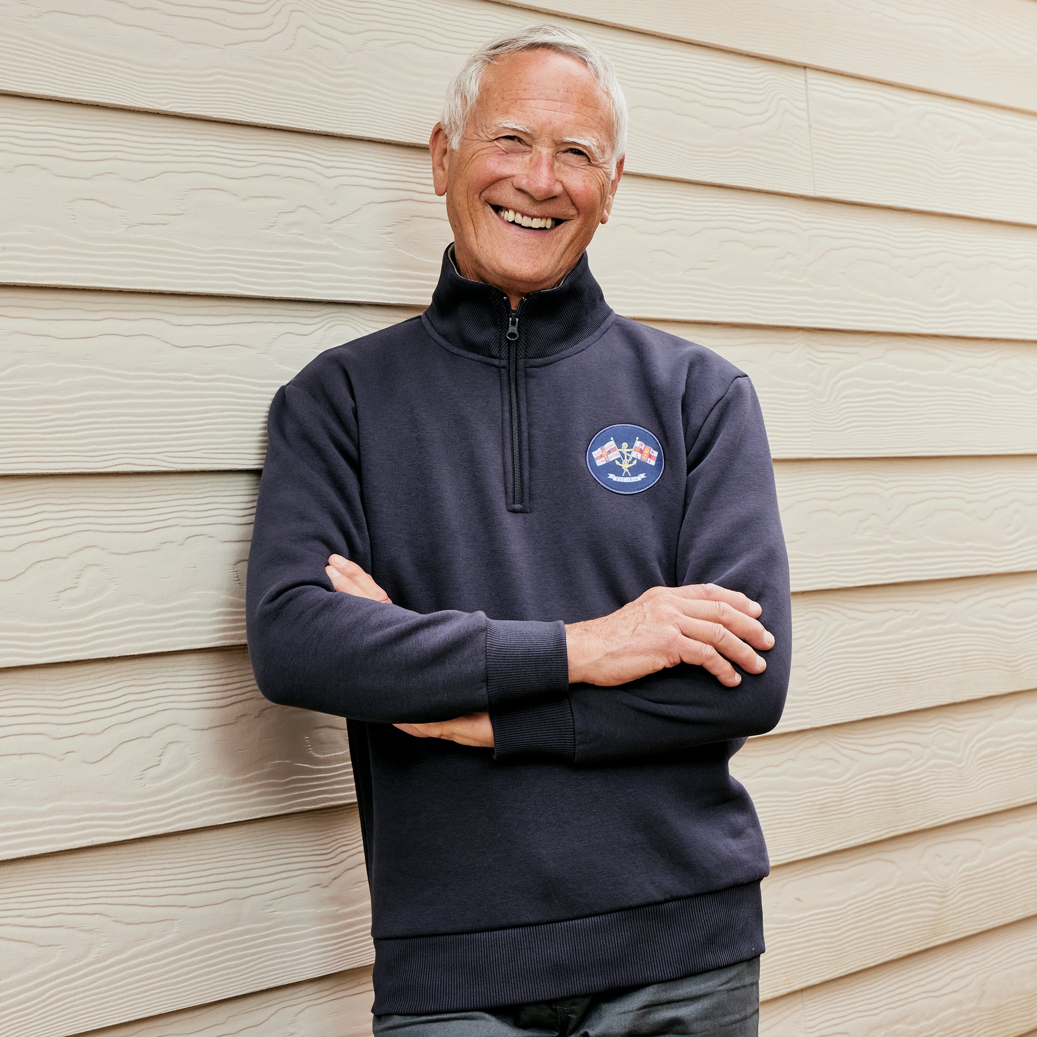 Men's RNLI Heritage Flag Quarter-Zip Sweater, Navy | RNLI Shop