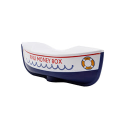An RNLI money boxed in the shape of an old lifeboat.