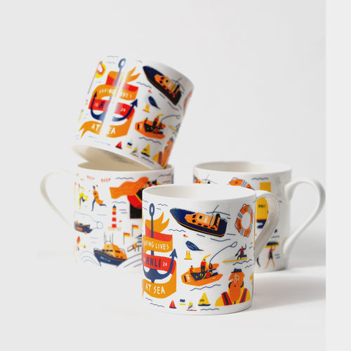 RNLI Icons Mugs, Pack of 4