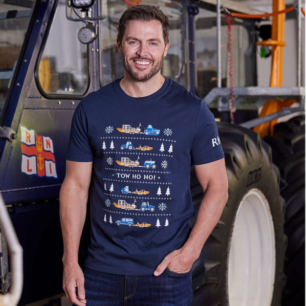 RNLI Land and Sea Christmas T-shirt, Navy