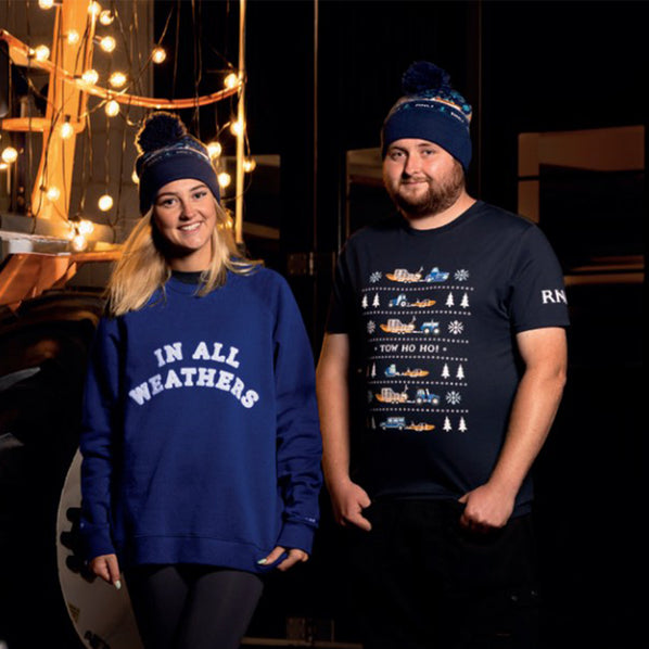 RNLI Land and Sea Christmas Unisex T-shirt, Navy