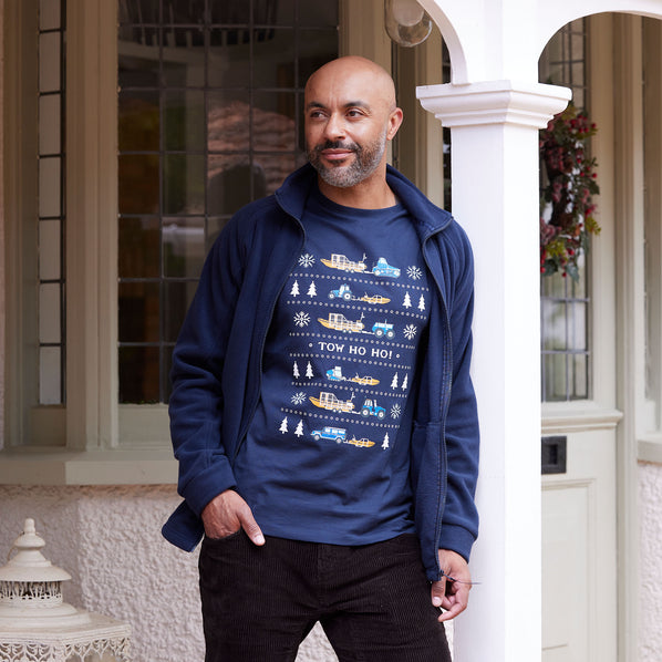 RNLI Land and Sea Christmas Unisex T-shirt, Navy