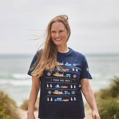 RNLI Land and Sea Christmas Unisex T-shirt, Navy