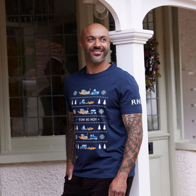 RNLI Land and Sea Christmas Unisex T-shirt, Navy