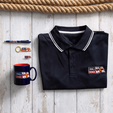 RNLI Membership Tipped Polo Navy