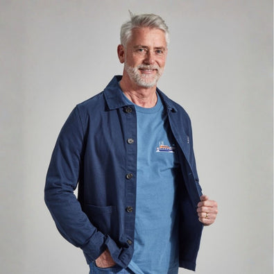 RNLI Men's Organic Cotton Overshirt, Navy