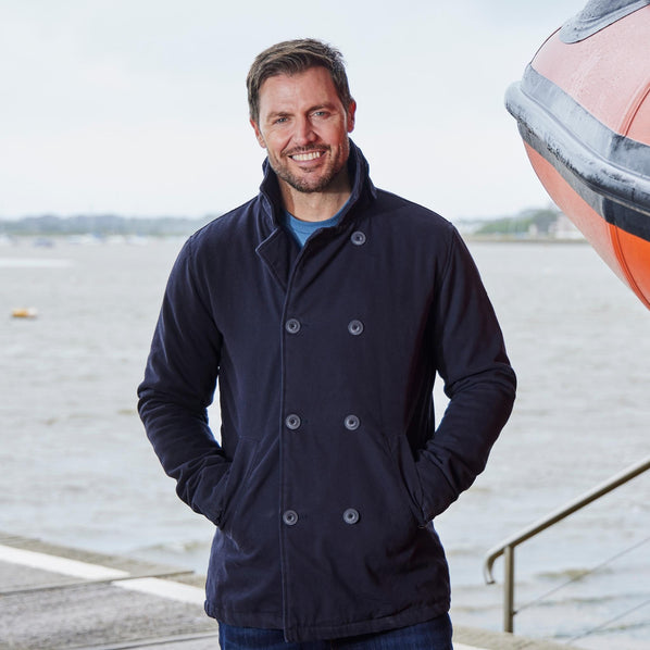 RNLI Men’s Quilted Canvas Pea Coat, Navy