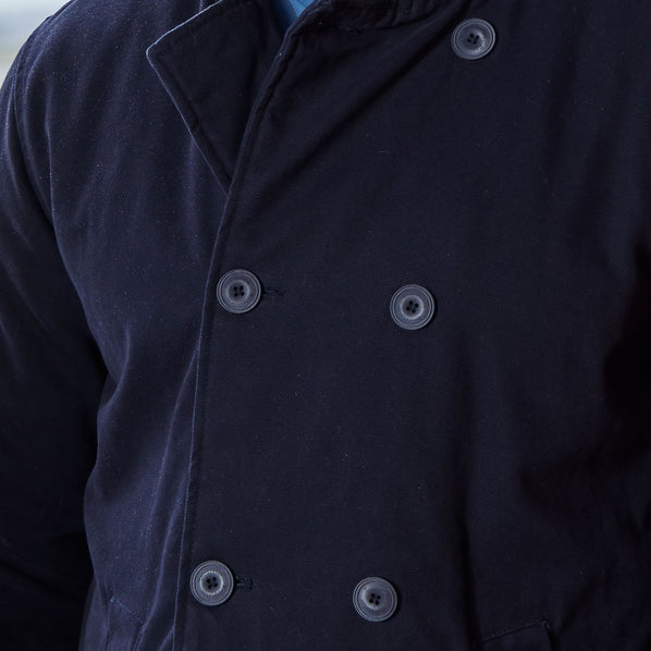 RNLI Men’s Quilted Canvas Pea Coat, Navy